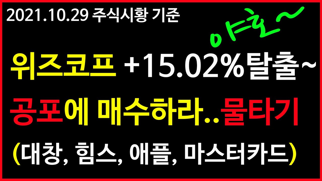 아줌마주린이의 실전주식투자] 위즈코프 수익실현 탈출~ / 작전세력 분석 / 폭락장 공포 매수 / 대창 / 힘스 / 애플 / 마스터카드  물타기 / 추매 - YouTube