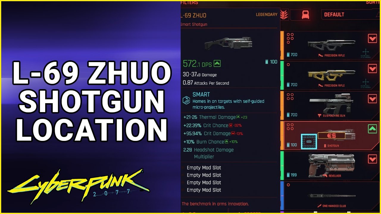 Where to find L-69 ZHUO Smart Shotgun (Legendary) in Cyberpunk