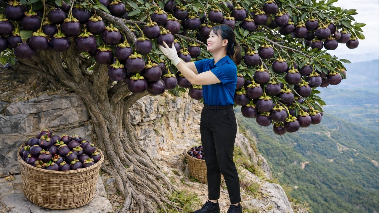 Harvesting 1000+ Rare Mountain Mangosteen To Sell | From Cliffside to Ethnic Minority market