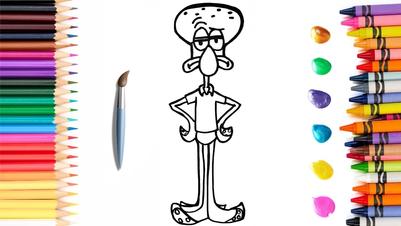 Drawing And Coloring Squidward Character From SpongeBob SquarePants 🐙🐙 ...