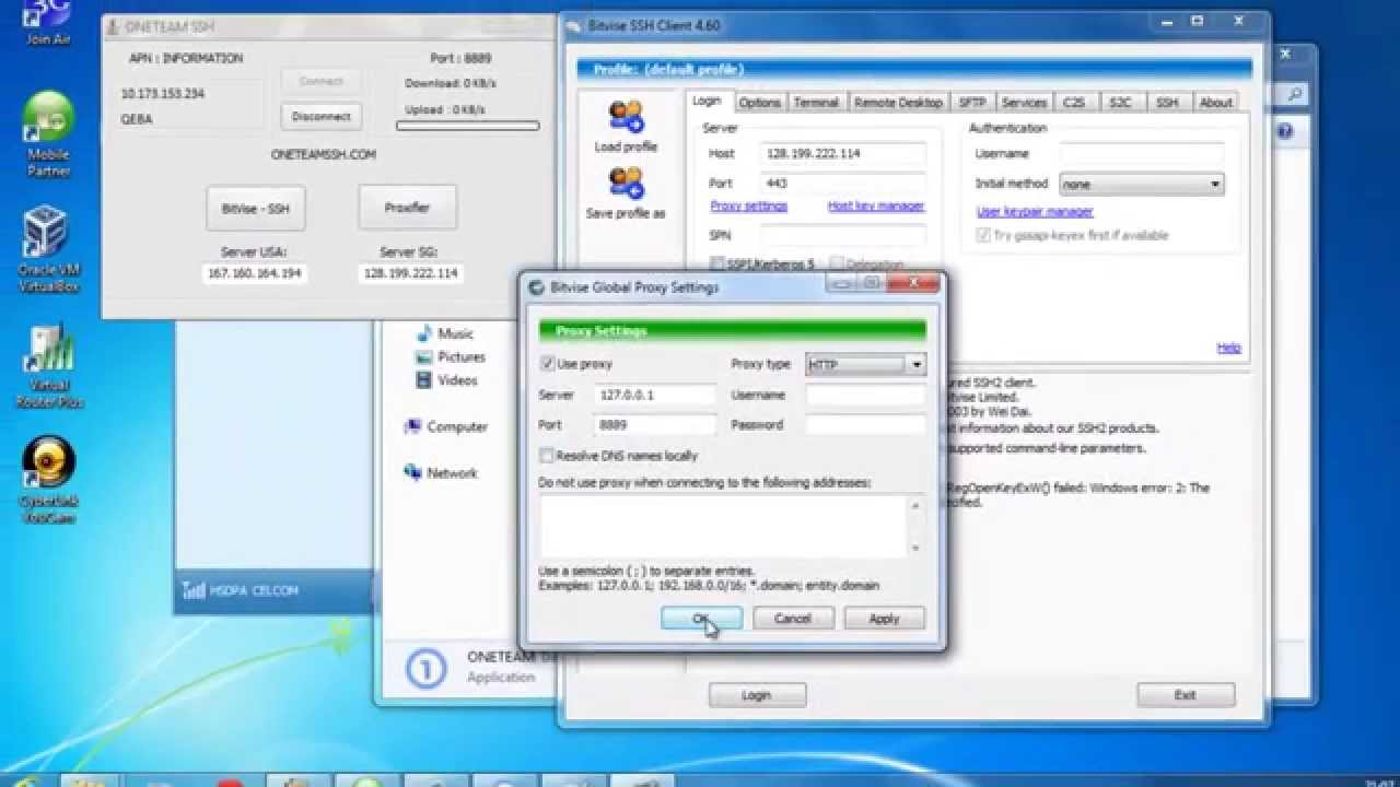 BASIC SETUP - ONETEAMSSH - Proxifier