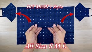 ALL Size S M L Mask 2 Style Nose Wire Removable | No Fog On Glasses Easy Pattern Sewing Tutorial