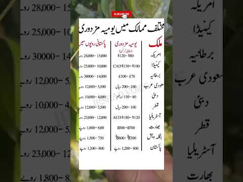 مختصر ممالک میں یومیہ مزدوری       