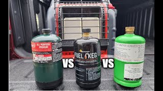 1lb propane tank shootout Flame King vs Fuel Keg vs Coleman