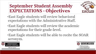 2022 09 06 EAST MS Student Assembly - Expectations