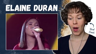 Vocal Coach Reacts to ELAINE DURAN Singing SOMEDAY