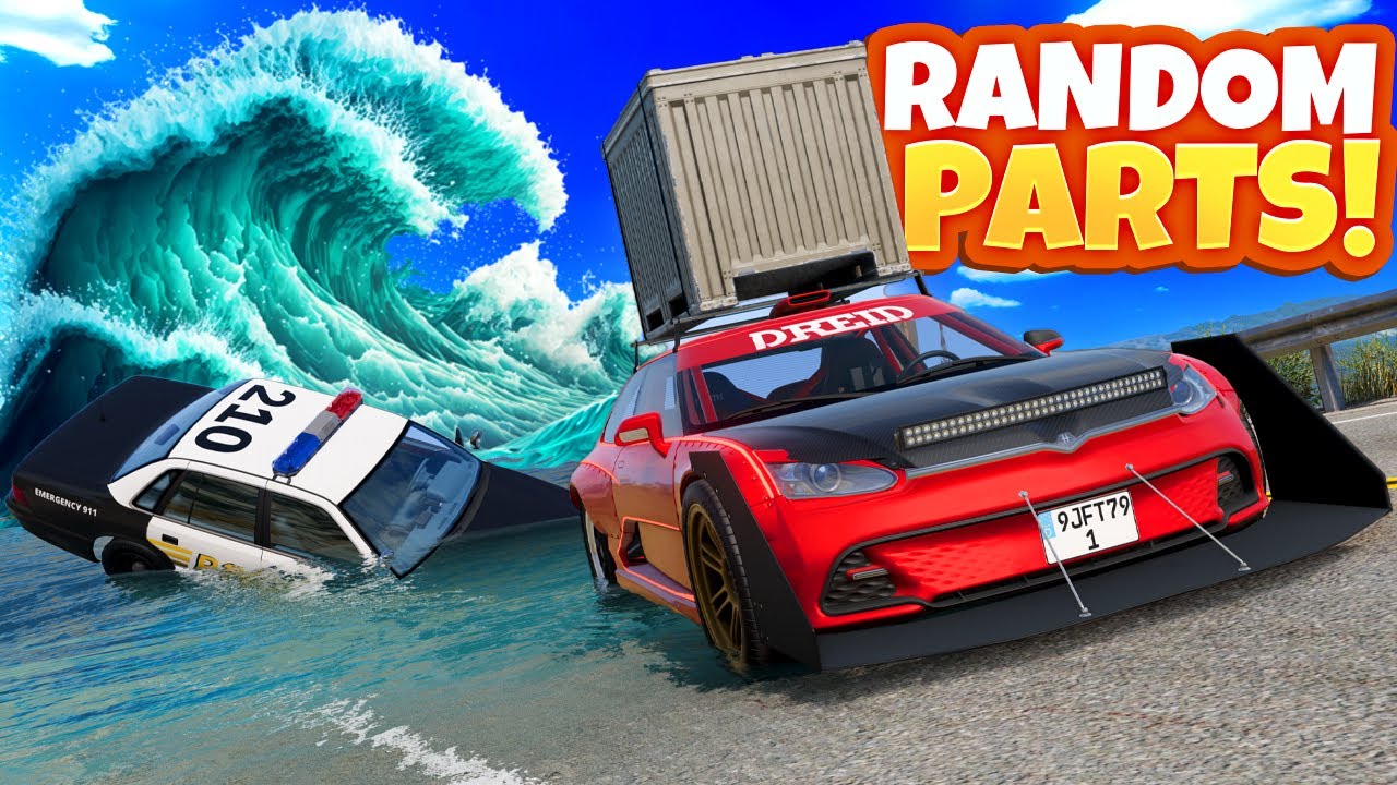 Мой самый лучший побег из наводнения с машинами из случайных деталей! | BeamNG Drive Mods
