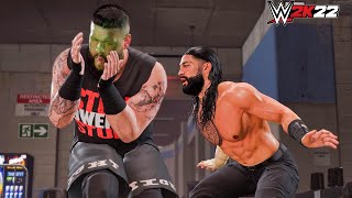 Roman Reigns Green Mist On Kevin Owens Royal Rumble 2023 WWE 2K22