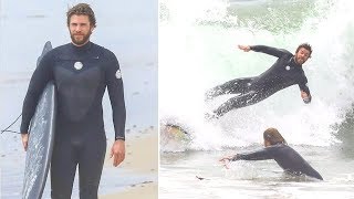 EXCLUSIVE Liam Hemsworth Gets Completely DESTROYED By The Ocean Waves