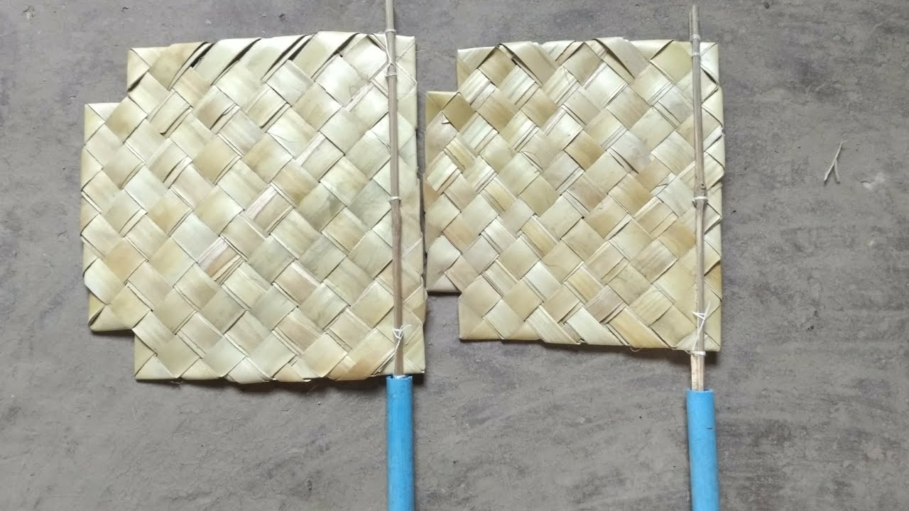 palm leaf hand fan making at home handmade product