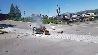 Burning Couch On Highway Exit Into Quebec City Raw Day Of Disruption