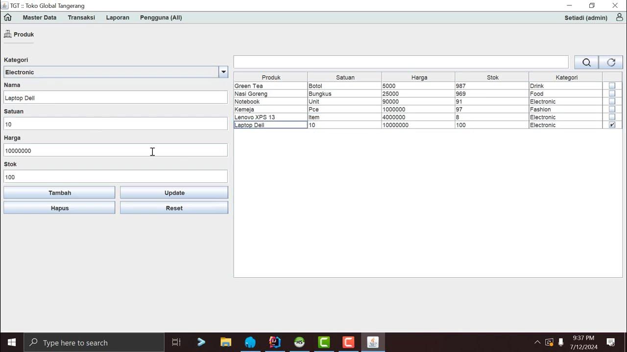 Aplikasi penjualan Java & MySQL: Login, Master, Transaksi, Laporan # ...