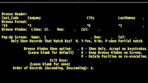 FilePro - Chapter 9 – Files/Processing/Design –  Browse Lookup Position highlight