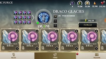 Dawn of titans - power of relic shards 4* relic level 1 to 8