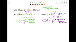 1.3 Function Notation & Evaluating Functions