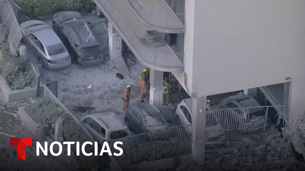 Imágenes aéreas del colapso parcial de un edificio en Miami Beach que dejó al menos un muerto