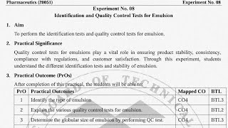 Pharmaceutics Experiment 8 | Identification & Quality Control Tests for Emulsion | Bright Pharma |
