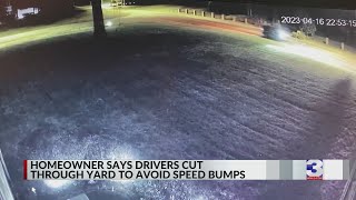 WATCH: Driver cuts through Cordova yard to avoid speed bumps