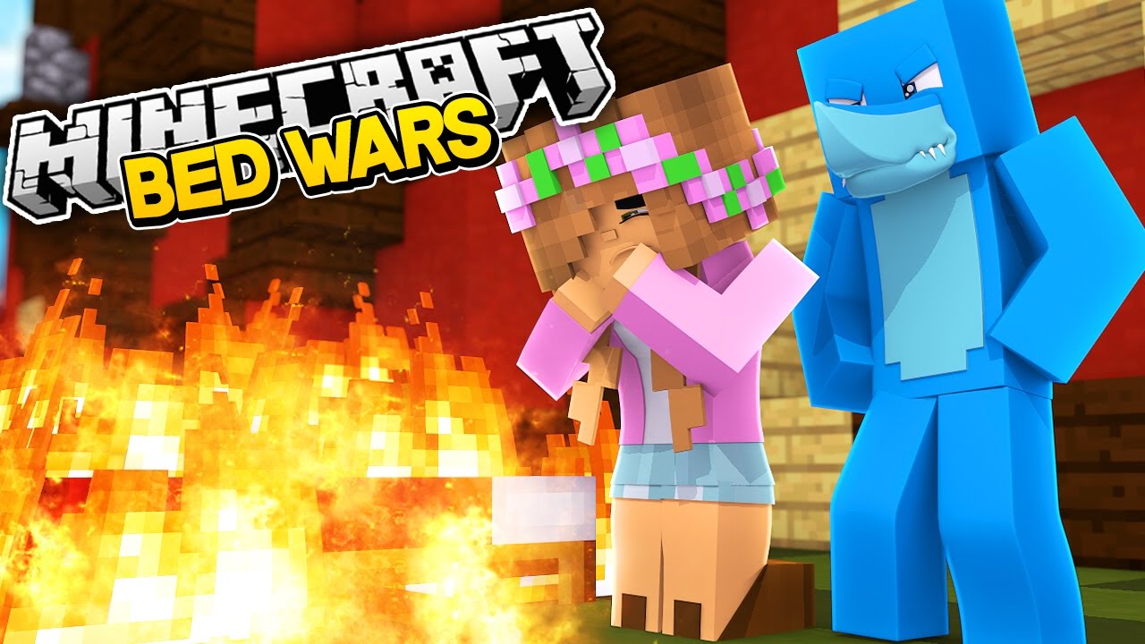 Minecraft - SHARKY AND LITTLE KELLY FIGHT IN BED WARS