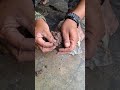 impact of stone and the best tinder of palm trees #firemaking #survivalfire #oldtechnique