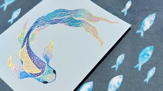 Fish painting with watercolors and shiny and metallic colors/fish training with watercolors