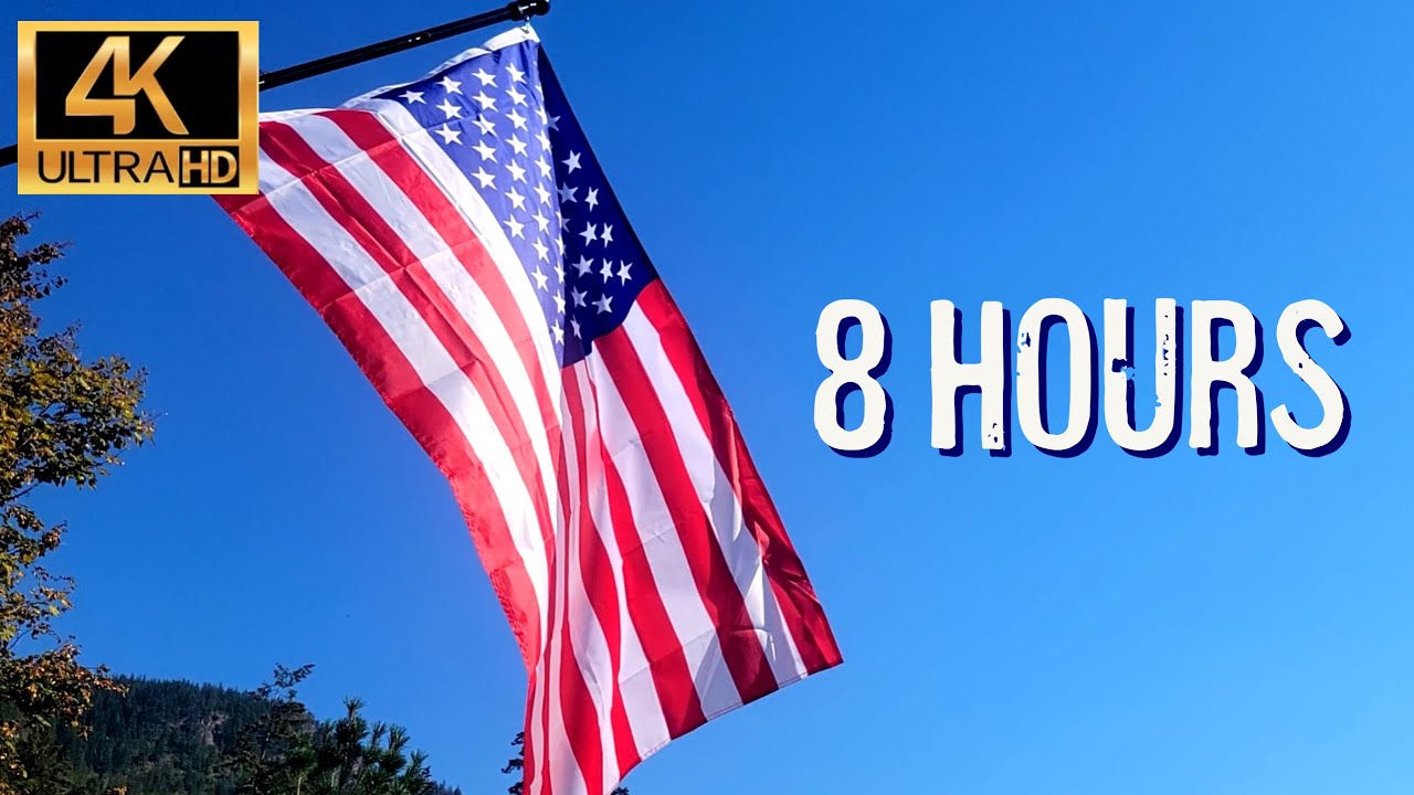✰ 8 HOURS ✰ ⚐ American Flag ⚐ Waving in 4K. Proud & Patriotic Pride. No Ads. Not Animated.