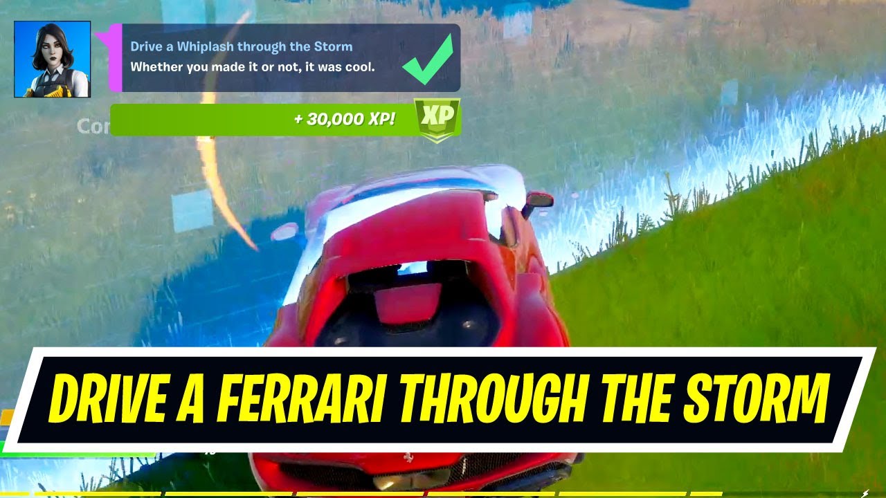 Drive a Ferrari 296 GTB through the Storm fortnite - All Ferrari 296 GTB 100% Spawn locations