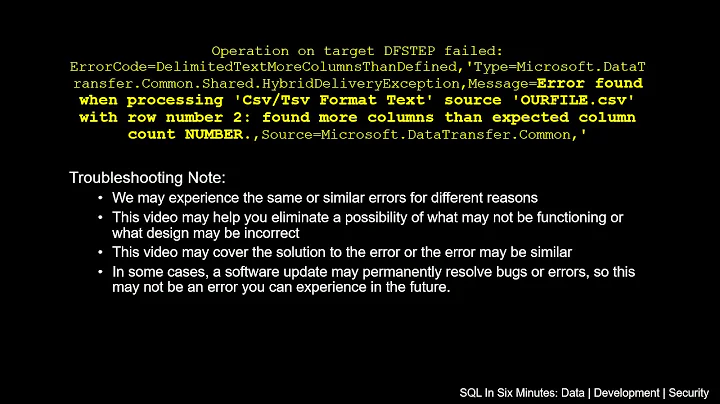 Error found when processing 'csv' source 'file' with row number: found more columns than expected