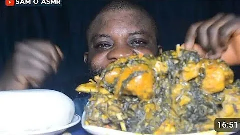 Asmr Mukbang Delicious Bitter Leaf Soup And Fufu😋/African Food Mukbang,Eating Challenges🌶️