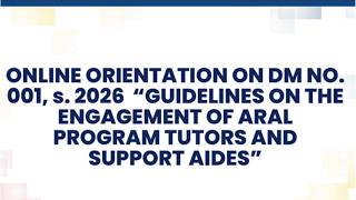 Key Features of Deped Memo No 1 s.  2026 - ARAL LEARNING PROGRAM TUTORS AND SUPPORT AIDES