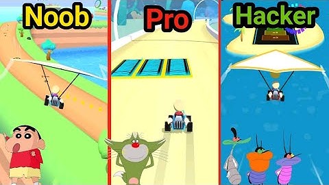 Noob vs Pro vs Hacker in Go Karts||oggy and jack voice