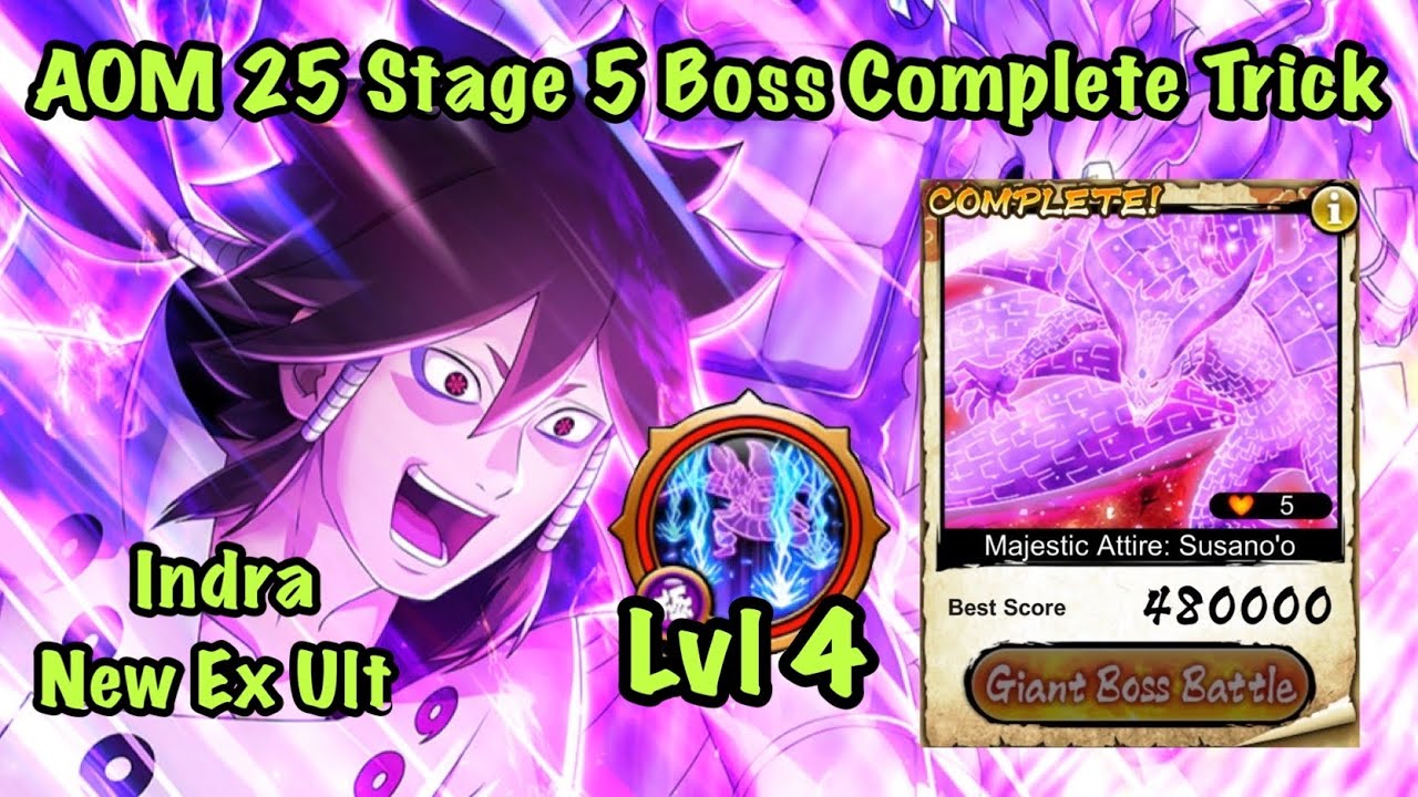 NxB NV : AOM 25 Stage 5 Boss Battle Complete Trick | Indra new Ex Ult lvl 4