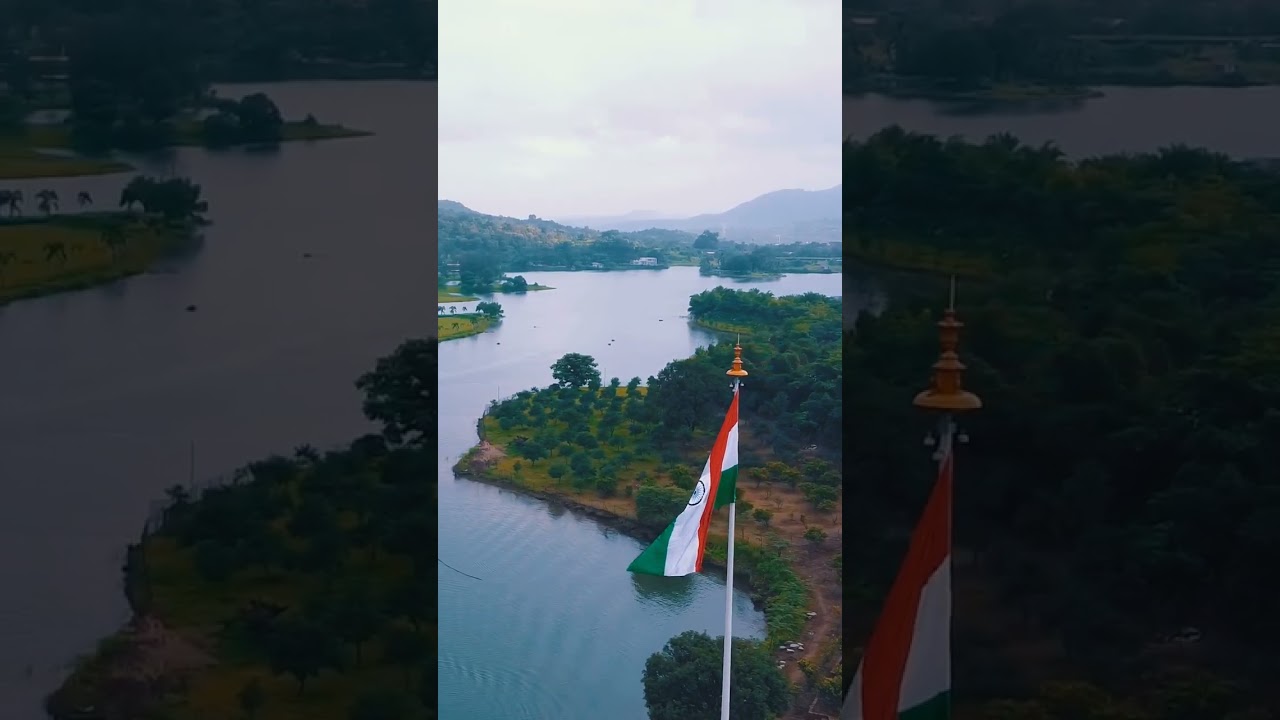 75th Independence Day Drone Shot of Tricolor over Green Landscapes 