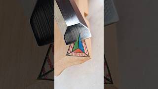 Precision in Wood: Hand-Carved Geometric Details ,#shorts #nature #wood #asmr #relaxing #woodworking