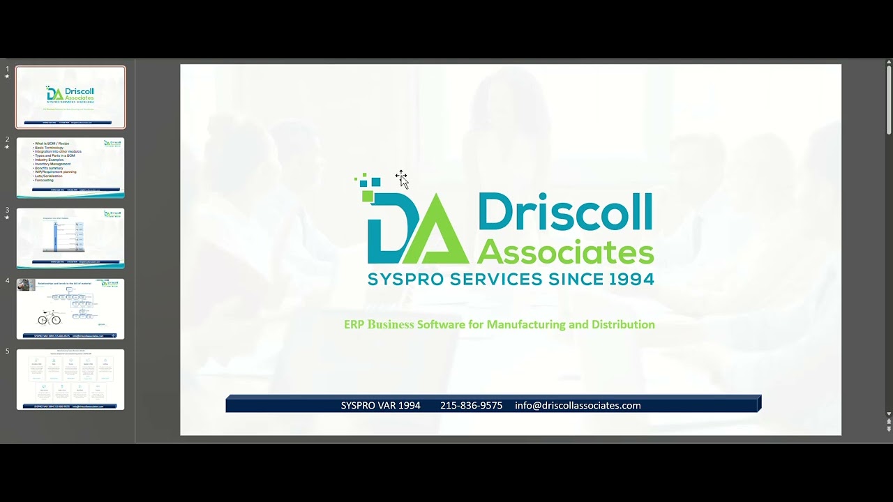 Intro to SYSPRO ERP manufacturing from Driscoll Associates - YouTube