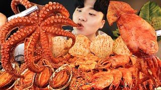 ASMR MUKBANG 대왕 가리비, 문어, 오징어, 알곤이, 전복, 새우 해물찜 밥도둑 먹방 SEAFOOD STEAMED OCTORPUS SQUID EATING SHOW