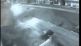 Surveillance camera captures teenage driver crashing stolen car at 150km/h