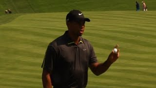 Tiger Woods sticks approach from rough to 2 feet at Bridgestone