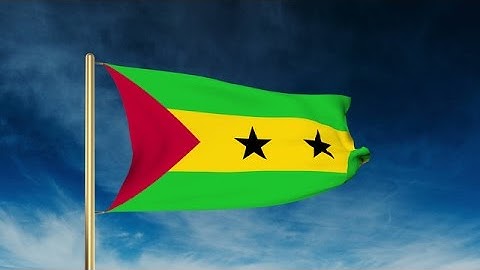 Sao Tome And Principe Flag Slider Style. Waving In The Wind With Cloud Backgroun Stock Animation