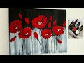 Blumen Malen Acryl Rot für Anfänger - Flowers Acrylic Painting Red for Beginners