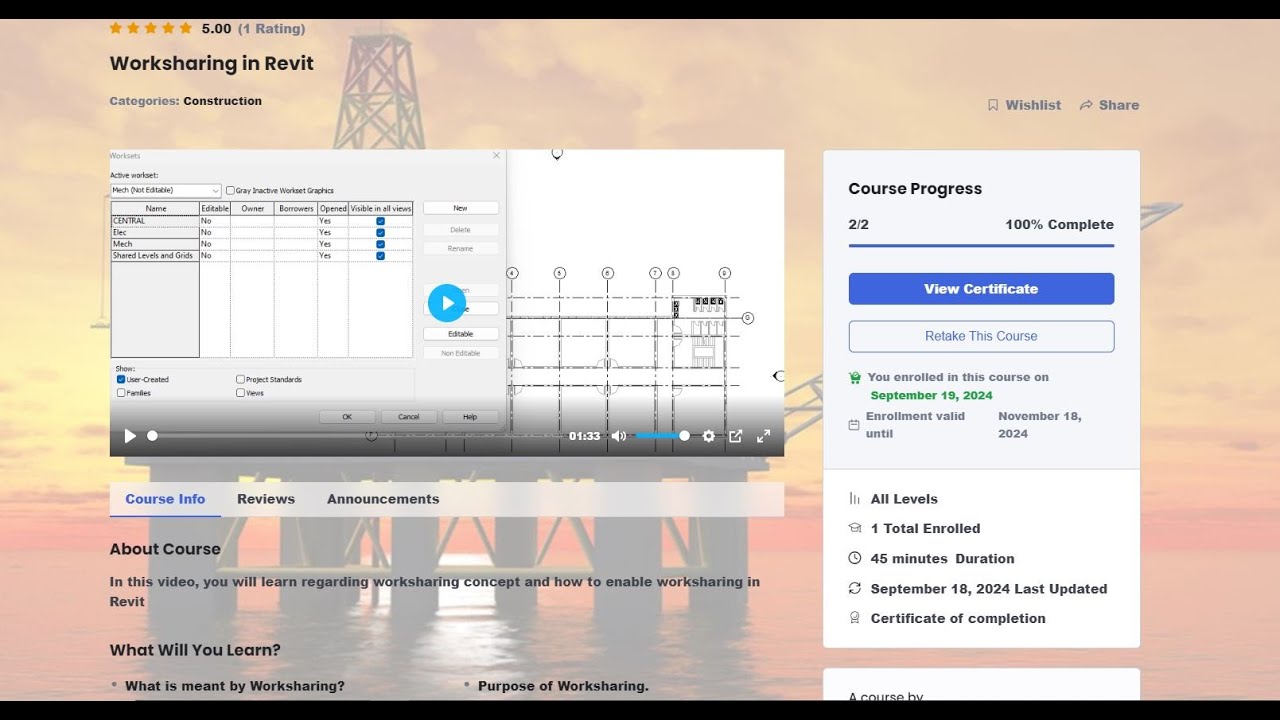 About Video Streaming course Worksharing in Revit
