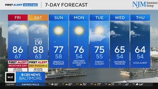 Alert Day Friday for possible severe storms in Maryland