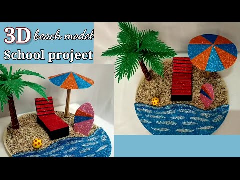 beach model for school project/palm tree with mini sea beach/new craft idea