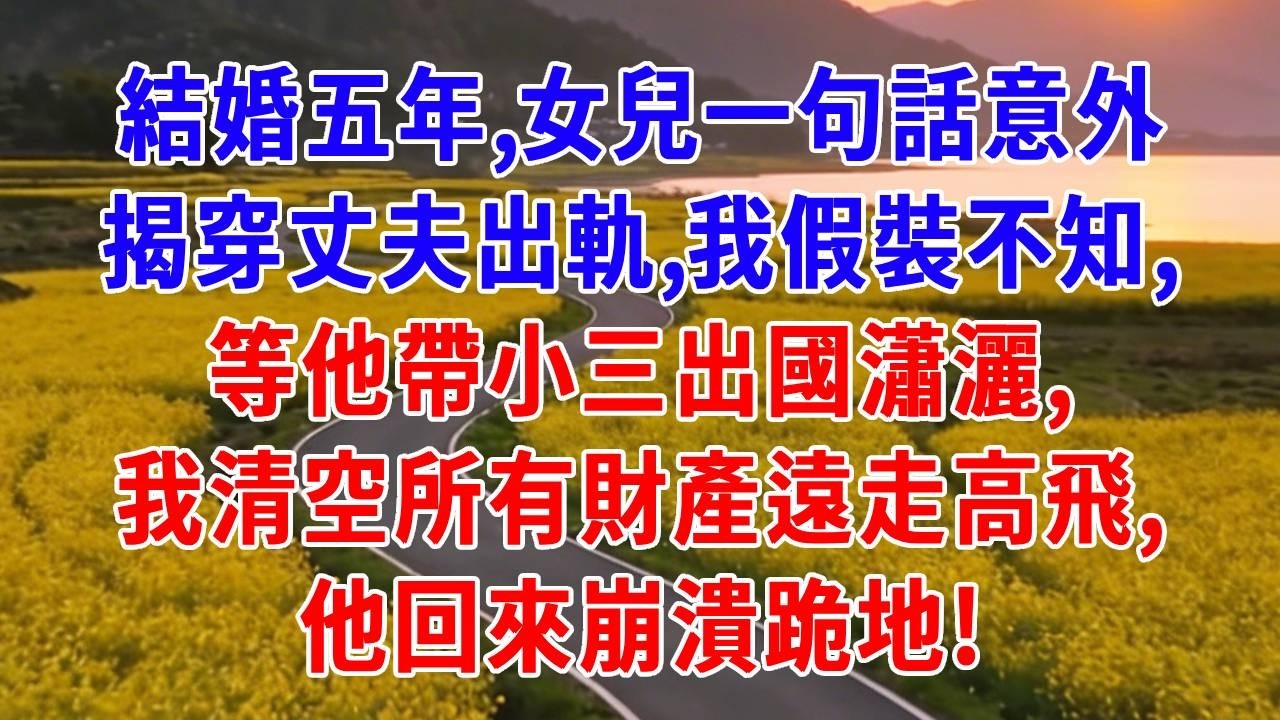 結婚五年，女兒一句話意外揭穿丈夫出軌，我假裝不知，等他帶小三出國瀟灑，我清空所有財產遠走高飛，他回來崩潰跪地！