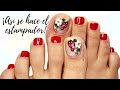 😉 Cómo hacer un ESTAMPADOR DE UÑAS CASERO. Uñas decoradas de pies con flores y mariposas 🦋