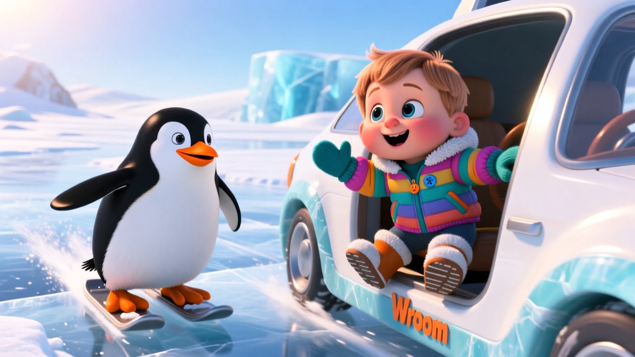 Penguin Ice WroomCar ❄️🚗 Fun Kids Song | Winter Vehicle & Learning Rhyme