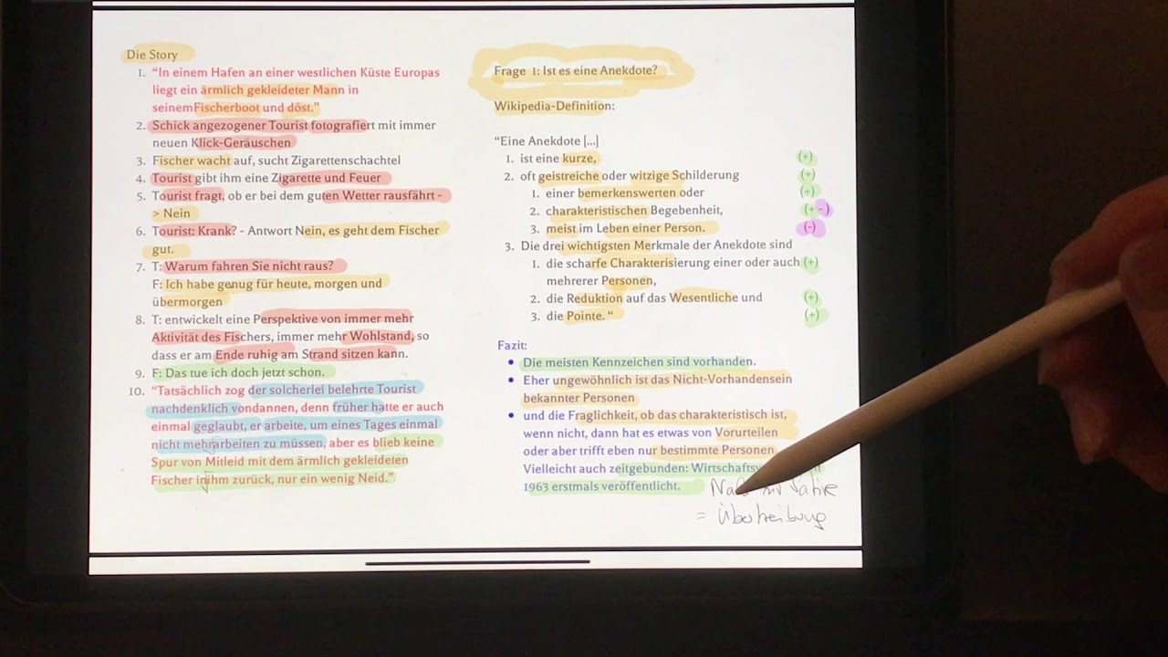 „Anekdote zur Senkung der Arbeitsmoral“ Kurzgeschichte, Parabel? YouTube