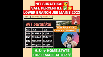 Nit Surathkal Safe percentile for Lower branch 🔴😇🎉 #jee #percentile #jeemains #nit #shorts #short