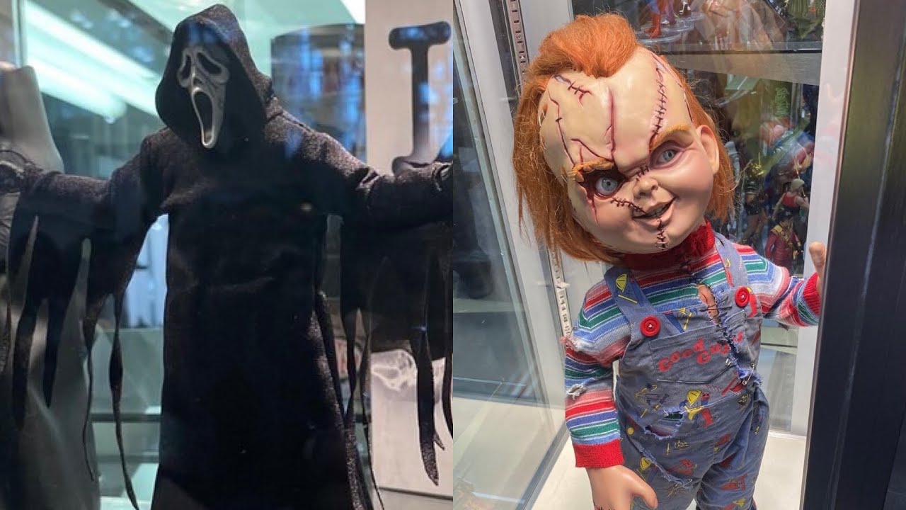 New Neca ghost face takes Manhattan & Chucky doll on display horror action figures nycc 2033