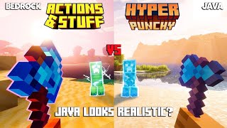 ACTIONS & STUFF bedrock vs HYPER PUNCHY Java | Comparison (Minecraft Mod) [Created by Vola]